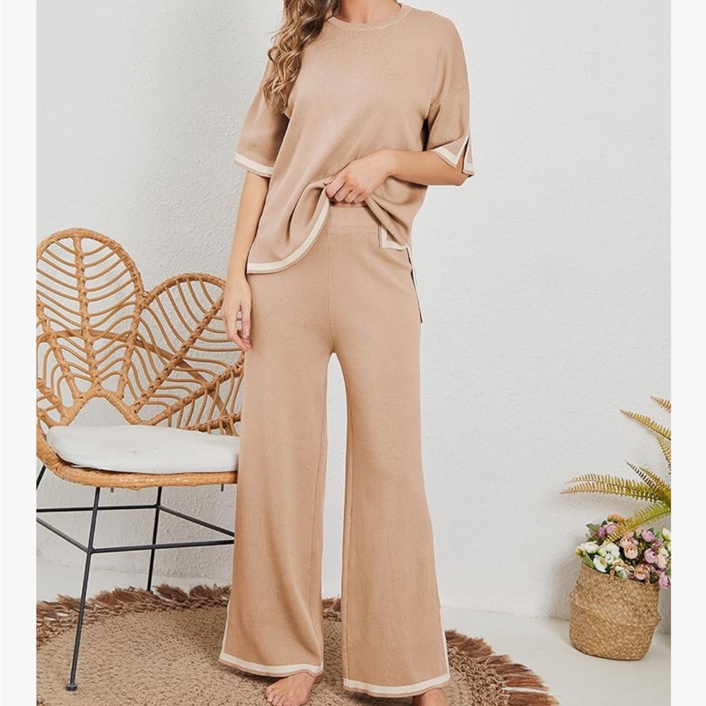 Women's Tan Knit Lounge Set